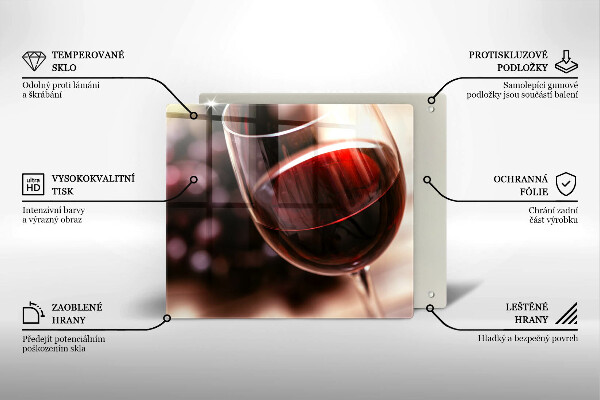 Sklenená doska na krájanie Pohárik červeného vína