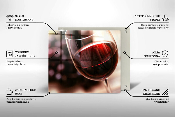 Sklenená doska na krájanie Pohárik červeného vína