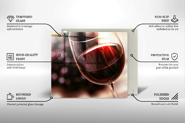 Sklenená doska na krájanie Pohárik červeného vína