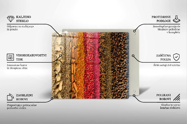 Sklenená doska na krájanie Farebné korenie