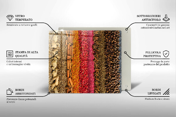 Sklenená doska na krájanie Farebné korenie