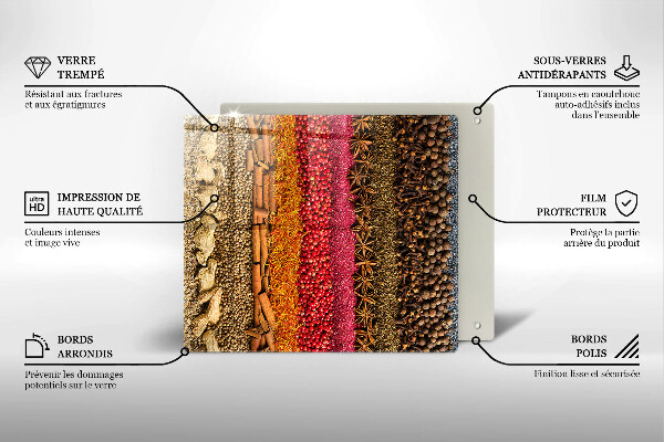 Sklenená doska na krájanie Farebné korenie