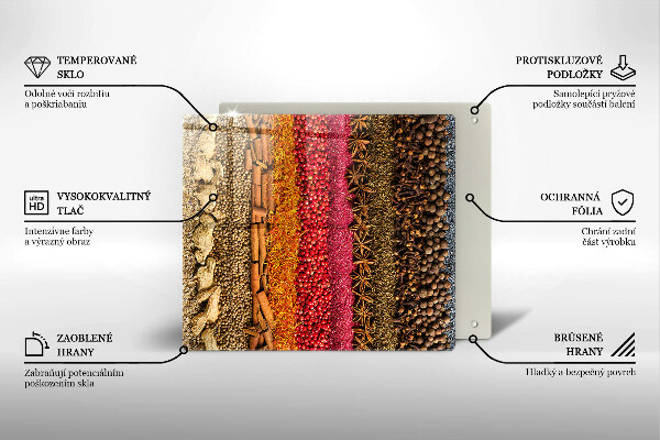 Sklenená doska na krájanie Farebné korenie