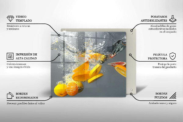 Sklenená doska na krájanie Citróny vo vode