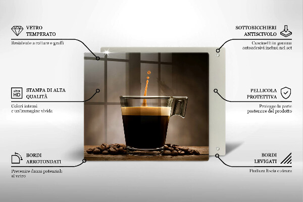 Sklenená doska na krájanie Sklo a kávové zrná