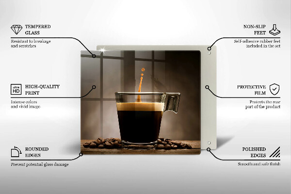 Sklenená doska na krájanie Sklo a kávové zrná