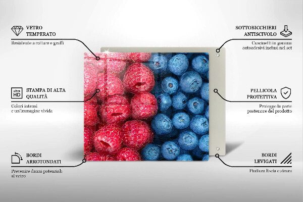 Sklenená doska na krájanie Plody maliny a čučoriedky