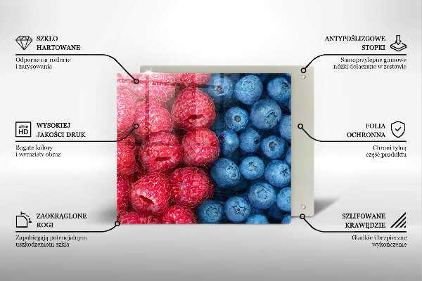 Sklenená doska na krájanie Plody maliny a čučoriedky