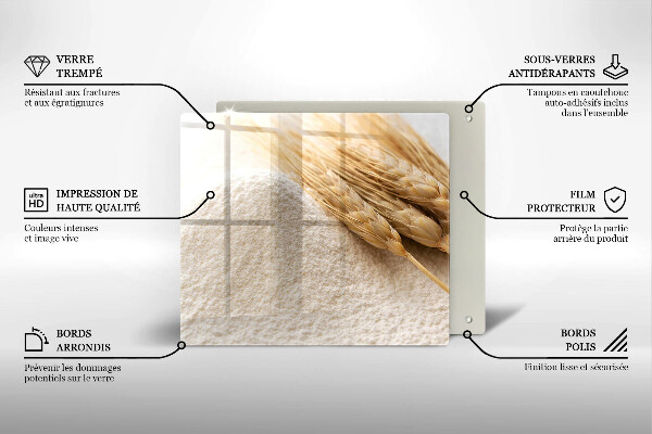 Sklenená doska na krájanie Múka a obilné klasy