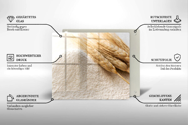 Sklenená doska na krájanie Múka a obilné klasy