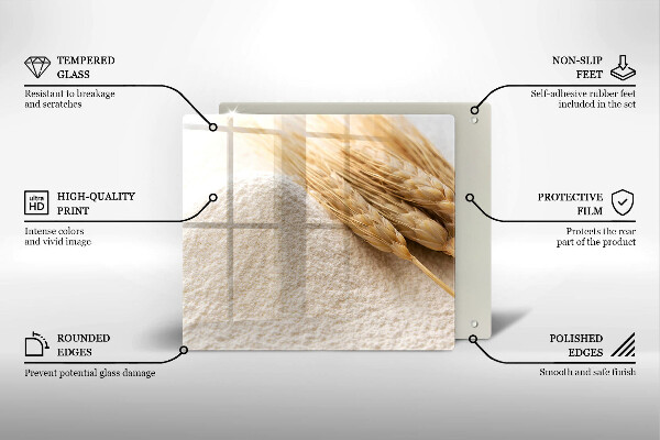 Sklenená doska na krájanie Múka a obilné klasy