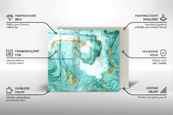 Sklenená doska na krájanie Modrá abstrakcia