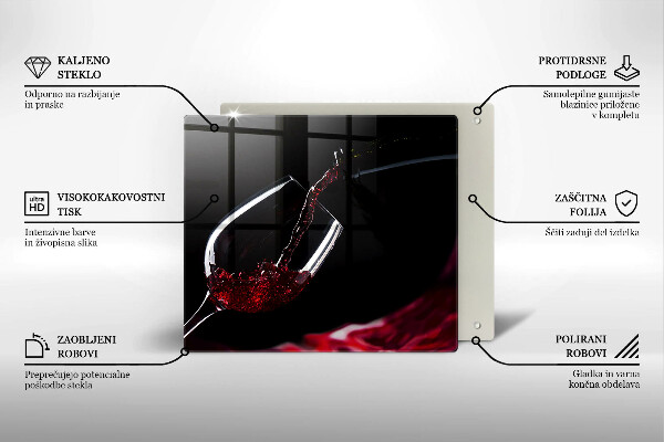 Sklenená doska na krájanie Pohárik červeného vína