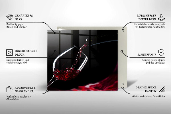 Sklenená doska na krájanie Pohárik červeného vína