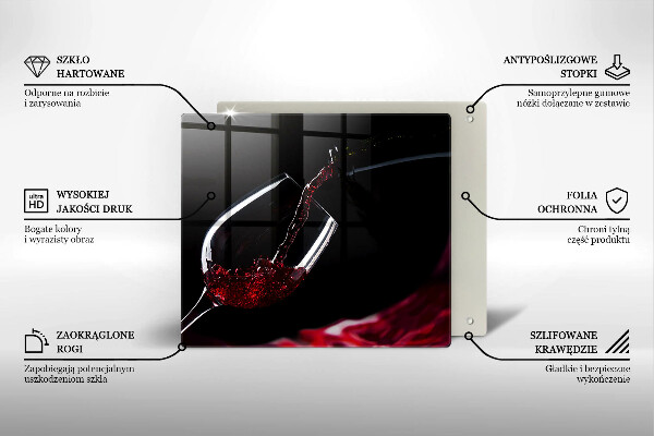 Sklenená doska na krájanie Pohárik červeného vína