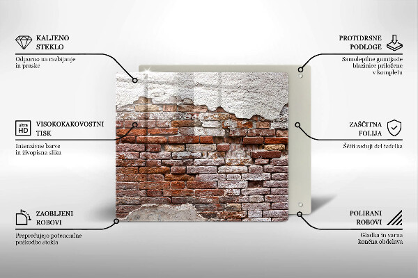 Sklenená doska na krájanie Stará tehlová a betónová stena