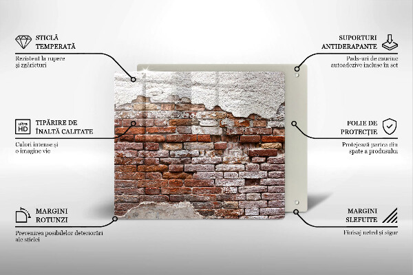 Sklenená doska na krájanie Stará tehlová a betónová stena
