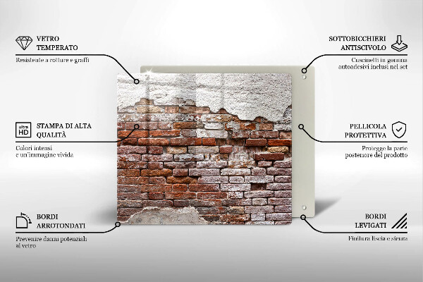 Sklenená doska na krájanie Stará tehlová a betónová stena