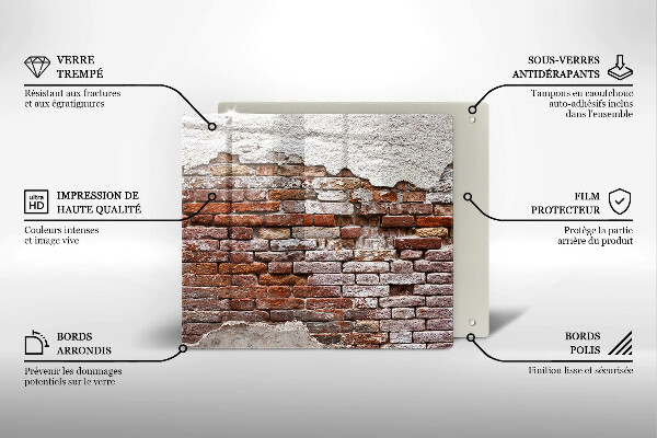 Sklenená doska na krájanie Stará tehlová a betónová stena
