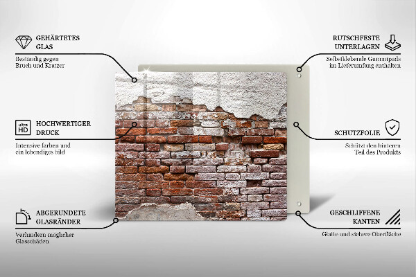 Sklenená doska na krájanie Stará tehlová a betónová stena