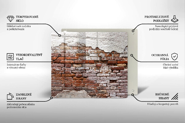 Sklenená doska na krájanie Stará tehlová a betónová stena