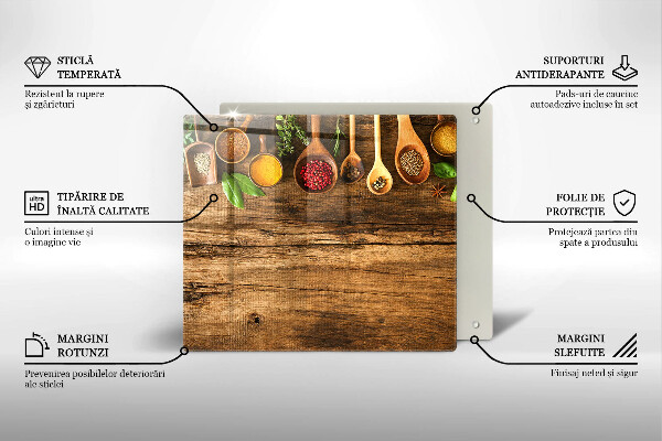Sklenená doska na krájanie Drevené lyžice korenia