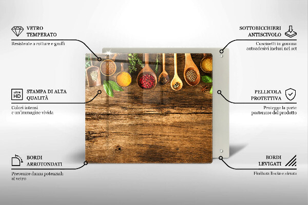 Sklenená doska na krájanie Drevené lyžice korenia