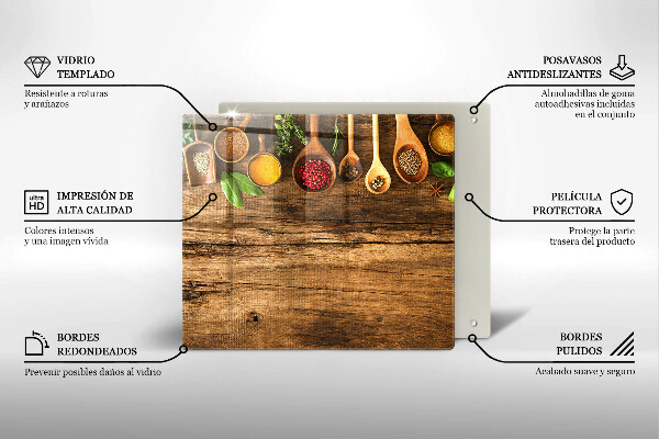 Sklenená doska na krájanie Drevené lyžice korenia