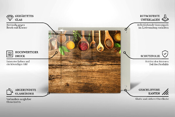 Sklenená doska na krájanie Drevené lyžice korenia