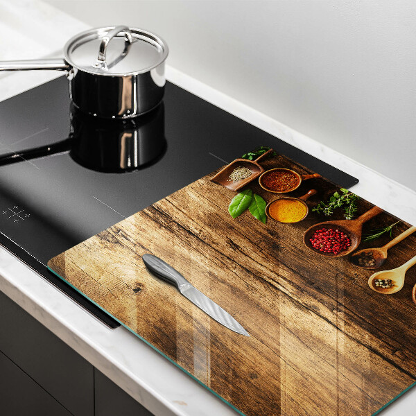 Sklenená doska na krájanie Drevené lyžice korenia