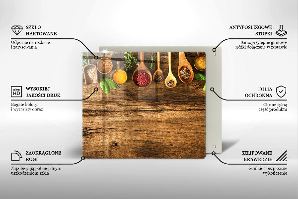 Sklenená doska na krájanie Drevené lyžice korenia