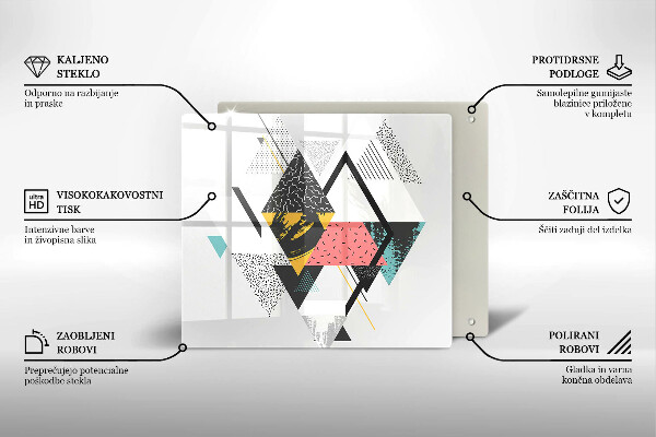 Sklenená doska na krájanie Abstraktné trojuholníky