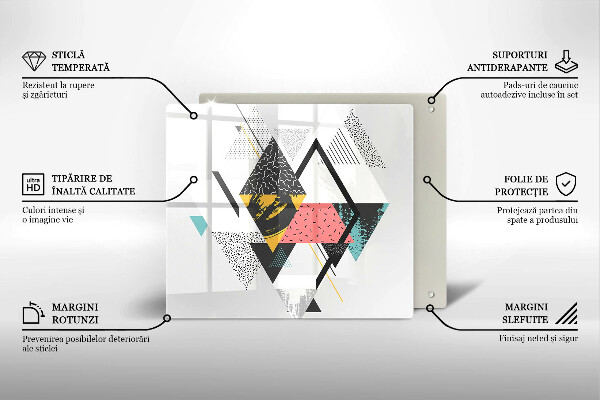 Sklenená doska na krájanie Abstraktné trojuholníky