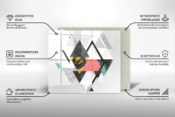 Sklenená doska na krájanie Abstraktné trojuholníky