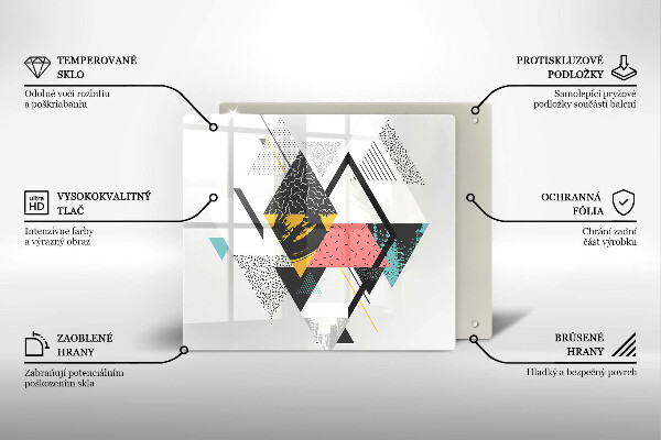 Sklenená doska na krájanie Abstraktné trojuholníky