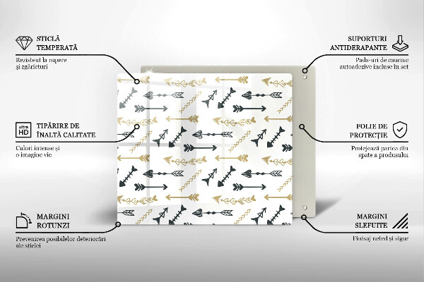 Sklenená doska na krájanie Vzor boho šípok