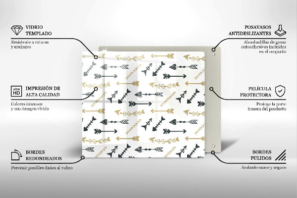 Sklenená doska na krájanie Vzor boho šípok