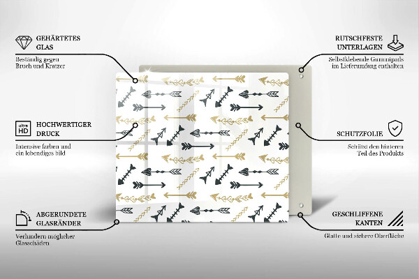 Sklenená doska na krájanie Vzor boho šípok
