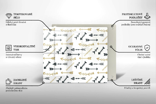 Sklenená doska na krájanie Vzor boho šípok