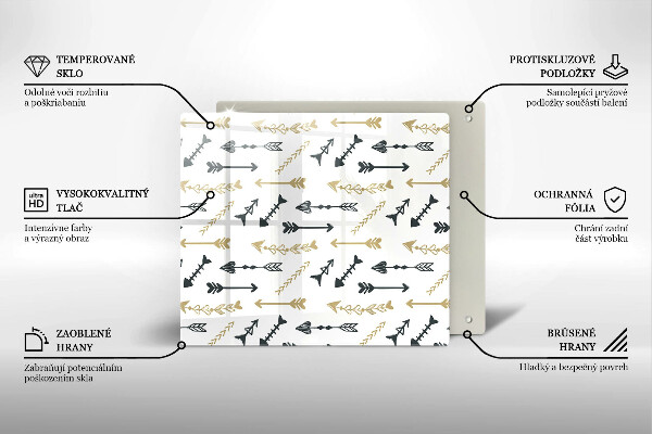 Sklenená doska na krájanie Vzor boho šípok