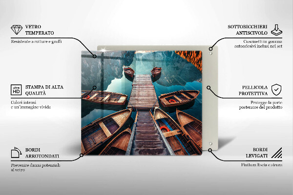 Sklenená doska na krájanie Lode na jazere