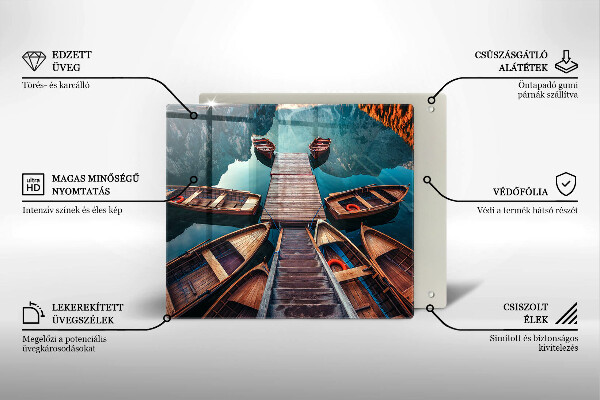 Sklenená doska na krájanie Lode na jazere