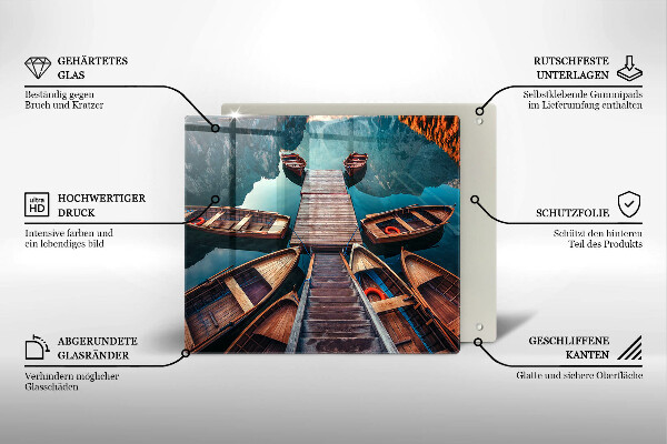 Sklenená doska na krájanie Lode na jazere