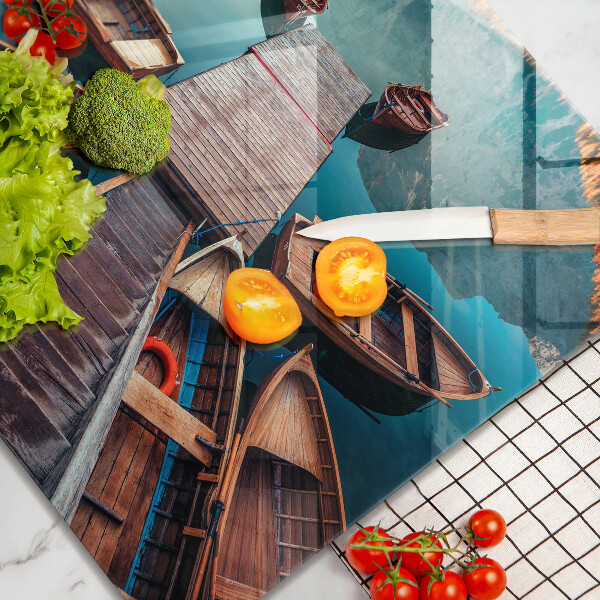 Sklenená doska na krájanie Lode na jazere