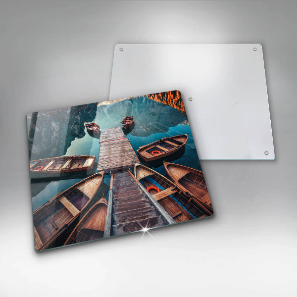 Sklenená doska na krájanie Lode na jazere