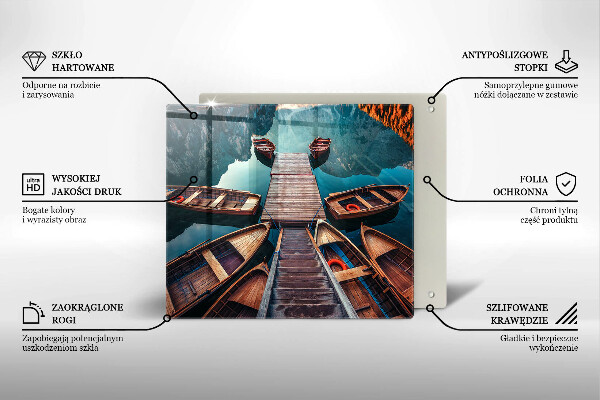 Sklenená doska na krájanie Lode na jazere