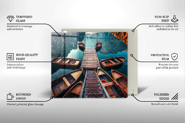 Sklenená doska na krájanie Lode na jazere