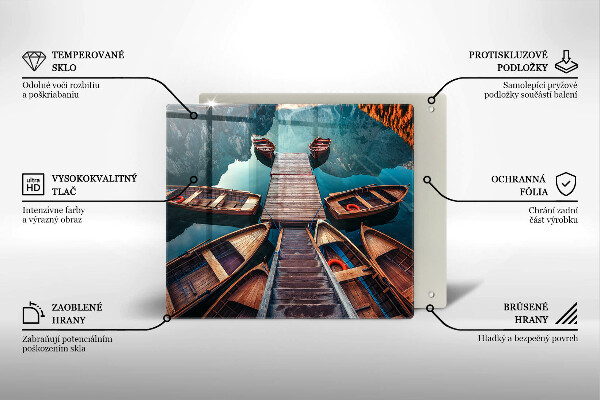 Sklenená doska na krájanie Lode na jazere