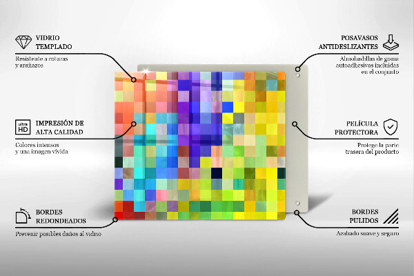 Sklenená doska na krájanie Farebné pixelové štvorce