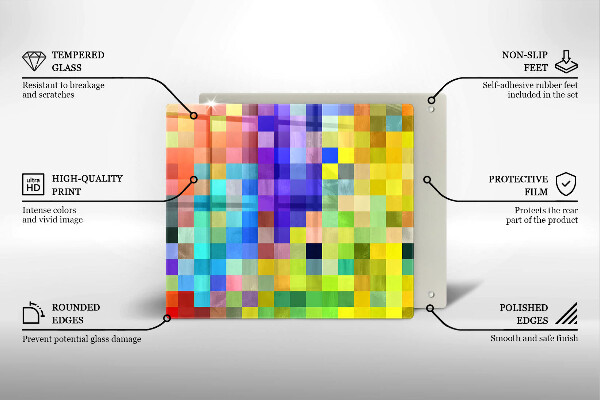 Sklenená doska na krájanie Farebné pixelové štvorce